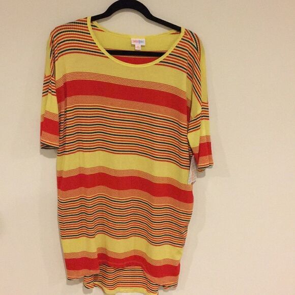 LuLaRoe Irma XS Short Sleeve Striped Shirt NEW - Picture 1 of 5